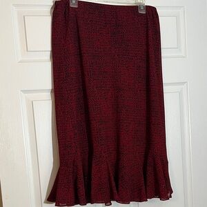 Elegant Red Ruffle Hem Skirt